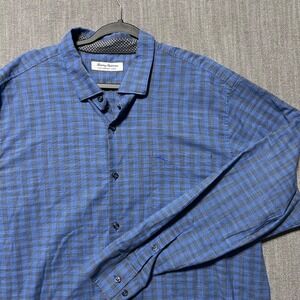 Tommy Bahama The Newport Coast Mens XXL Check Button Down Shirt Flip Cuff